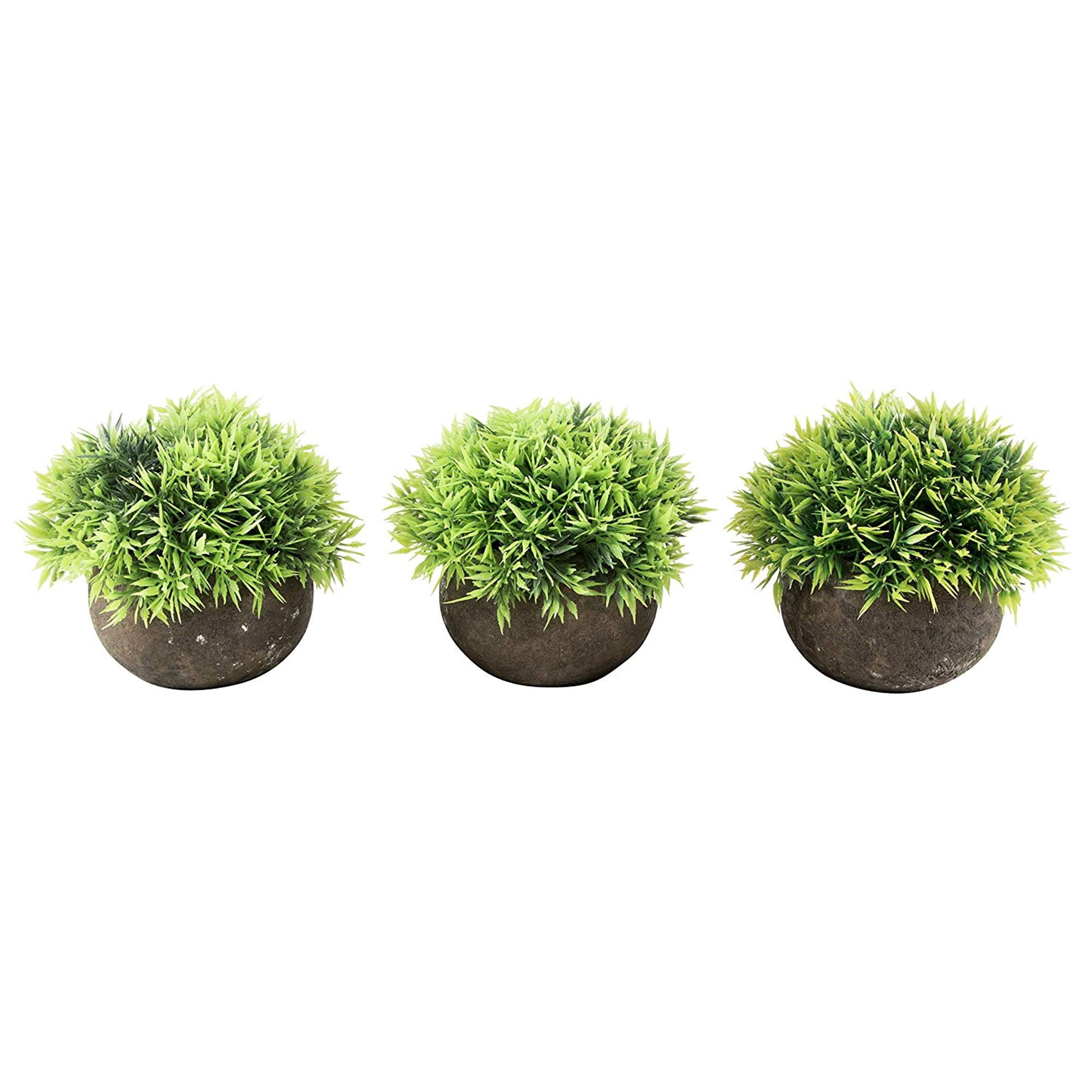 Juvale Mini Artificial Plants 3 Pack Fake Potted Plants For Interior Decoration Small Faux Greenery Decor In Round Pot Decorative Home Bathroom