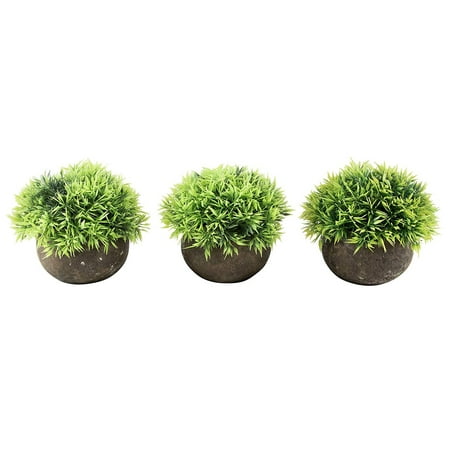 Juvale Mini Artificial Plants - 3-Pack Fake Potted Plants for Interior Decoration, Small Faux Greenery Decor in Round Pot, Decorative Home, Bathroom, Office Indoor Garden Accessory, 5 x 3