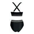 thumbnail image 5 of EHRWE Women High Waisted Bikini Set Two Piece V Neck Bathing Suit Moderate Swimsuit Black, Sizes S-2XL, 5 of 5