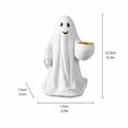 thumbnail image 3 of Halloween Decoration Resin Ghost Figurine with Bowl, White Spooky Tabletop Home Decor for Mantel, Shelf, Entryway, 5.3in, 3 of 4