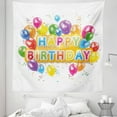 thumbnail image 1 of Festival Tapestry, Words Happy Celebration Vivid Balloons Rain Blithesome Happy Day, Fabric Wall Hanging Decor for Bedroom Living Room Dorm, 5 Sizes, Multicolor, by Ambesonne, 1 of 1