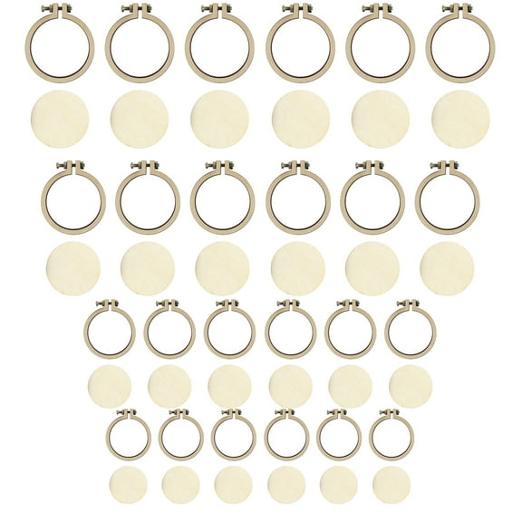 Austok 24 Pcs Mini Embroidery Hoop Four Sizes Hoop Ring Wooden Crossing Stitch Hoop Round Embroidery Hoop Sturdy Hoop Ring Smooth Crossing Stitch Hoop Embroidery Hoop for DIY Pendant