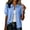 Sky Blue, variant on Gsakboxl Shirts For Women Ruffle Neck Cotton Linen Blouse Color Puff Short Sleeve Elegant Basic Top Loose Summer Casual Shirt Beige L