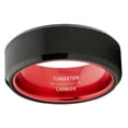 thumbnail image 3 of Metal Masters Black Tungsten Wedding Band Mens Ring Red Interior Beveled Edge Brushed 8mm 8.5, 3 of 6