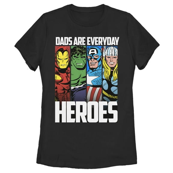 Women's Marvel Father's Day Avengers Everyday Heroes Graphic Tee Black Small
