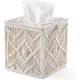 thumbnail image 1 of Funda para caja de pañuelos, decoración bohemia, porta pañuelos de papel cuadrado con hebilla de cuentas, macramé, 1 of 5