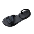 thumbnail image 3 of Women's Flat Sandals, Faux Leather Adjustable Elastic Strap Shoes, Comfortable Wide Width Casual Dress Sandals for Daily Work Summer, Black/White, 3 of 10