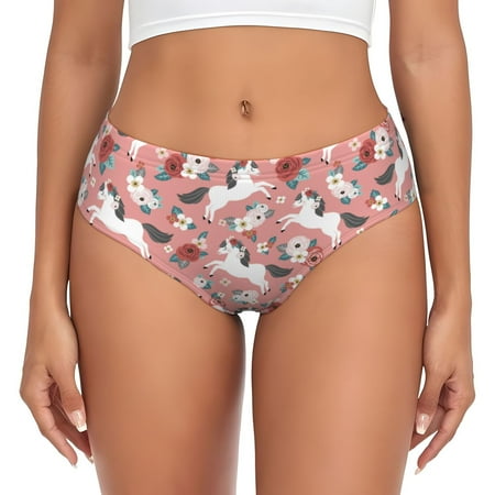 Womens Underwear - Cartoon Cute Horse Rose Daisy No Show Seamless Underwear for Women  Kawaii Soft Stretch Women s Panties  Hipster Ladies Panties Bikini Underwear Briefs