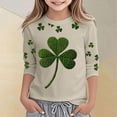 thumbnail image 2 of Girls St Patricks Day Print Three Quarter Sleeve Top For Kids Holiday Festive Party Wear Irish Green Pullover Hoodie 3-14Y, 2 of 4