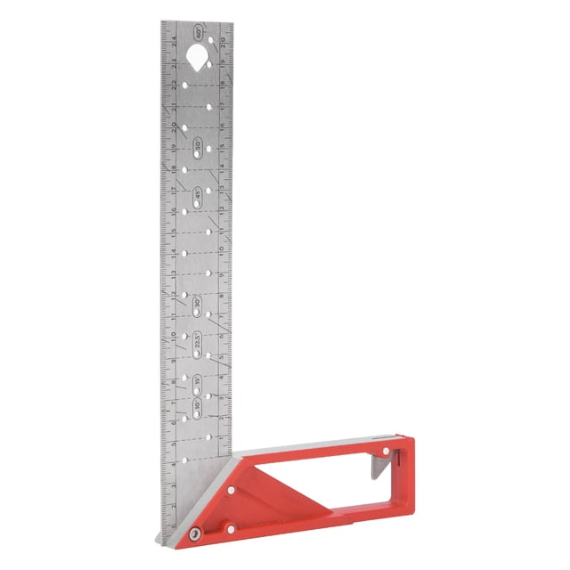 Regla De Acero Inoxidable, Con Marcado Multiángulo Y Regla De Carpintería Con Escala Láser, Mango Fundido A Presión De Aluminio En ángulo Recto De 90 ° Para Uso Industrial LHCER 25CM