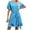 Blue, variant on Inleife Womens Knee-High Dresses Plus Size Womens Casual Short Sleeve Summer Waist Tie Double Layer Ruffle Round-Neck Bandage Tunic Solid Dress