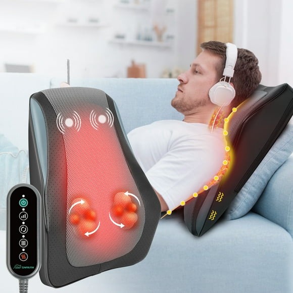 Masseur de Dos avec Chaleur, Snailax Shiatsu Oreiller Masseur pour Soulagement de la Douleur, Masseurs pour Cou et Dos, Cadeau Fête des Pères