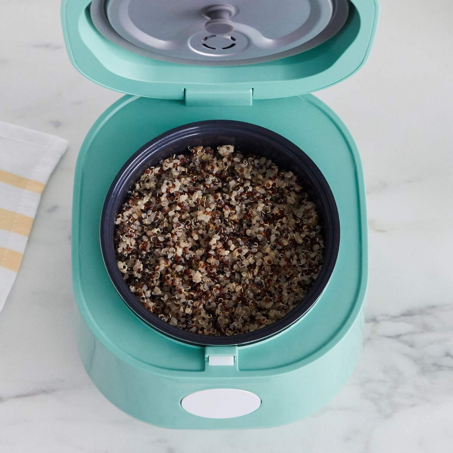 GreenLife 4 Cups Cooked, 2 Cups Uncooked Rice Cooker, Turquoise