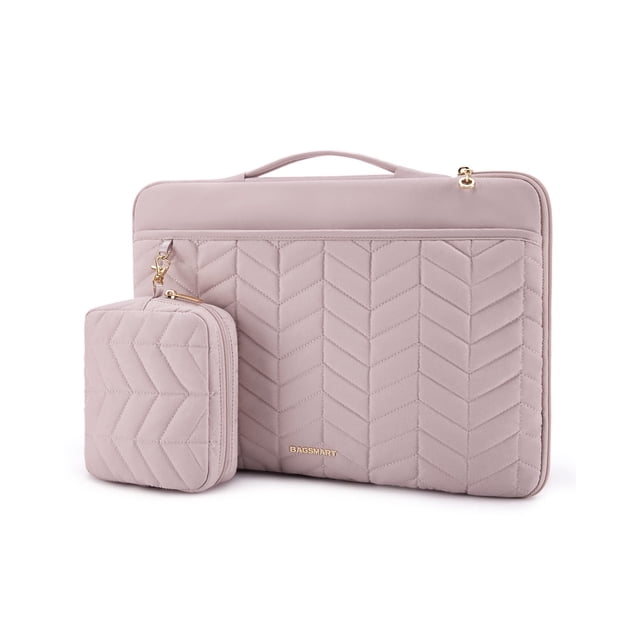 Funda para portátil BAGSMART Puffy acolchada de 15 a 16 pulgadas con asa, color rosa