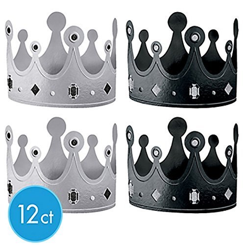 BLACK & WHITE 12CT PER PACK FOIL CROWNS ONE SIZE