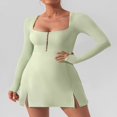 thumbnail image 2 of Women‘s Long Sleeve Party Dress with Split Hem and U Neck, 2 of 7