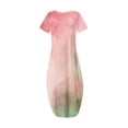 thumbnail image 4 of Women Summer Casual T-Shirt Dress Crewneck Sundress Aline Flowy Maxi Long Beach Dress Vacation Outfits Pink XXL, 4 of 5