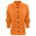 thumbnail image 5 of 2026 New Button Up Cardigan for Women, Long Sleeve Lapel Collared Knit Tops, Lightweight Relaxed Fit Casual Sweater(Orange,XXXXXL), 5 of 5