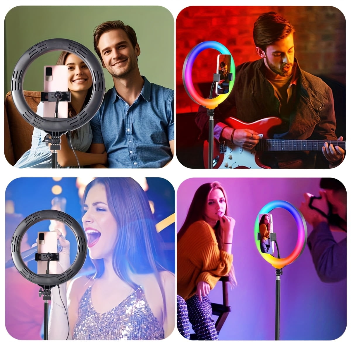 10-Inch LED RGB Selfie Ring Light with Tripod Stand, 38 Color Modes & USB Powered, Adjustable Brightness - Ideal Photographer Gift & Circle Light for Phone Selfies