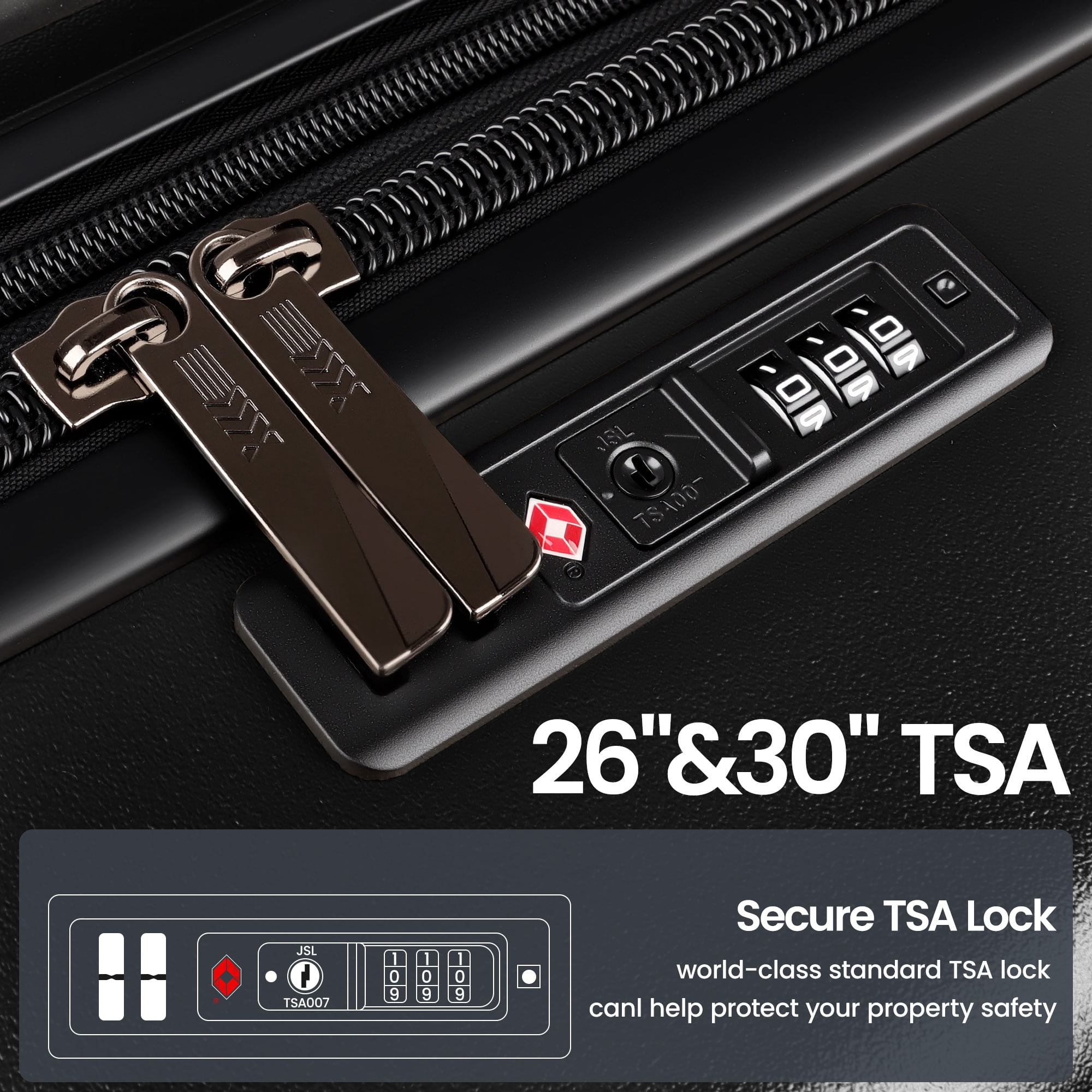 New York Xpress 3-Piece Hardside Luggage Set, Expandable Suitcases with TSA Lock, 20"/26"/30" Carry-on & Checked, Black - WD577