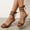 Beige, variant on EQWLJWE Wide Width Sandals for Women's Strappy Heels Square Open Toe Slip On High Slide Heeled Lace-up Stilettos Sandals for City Strolls