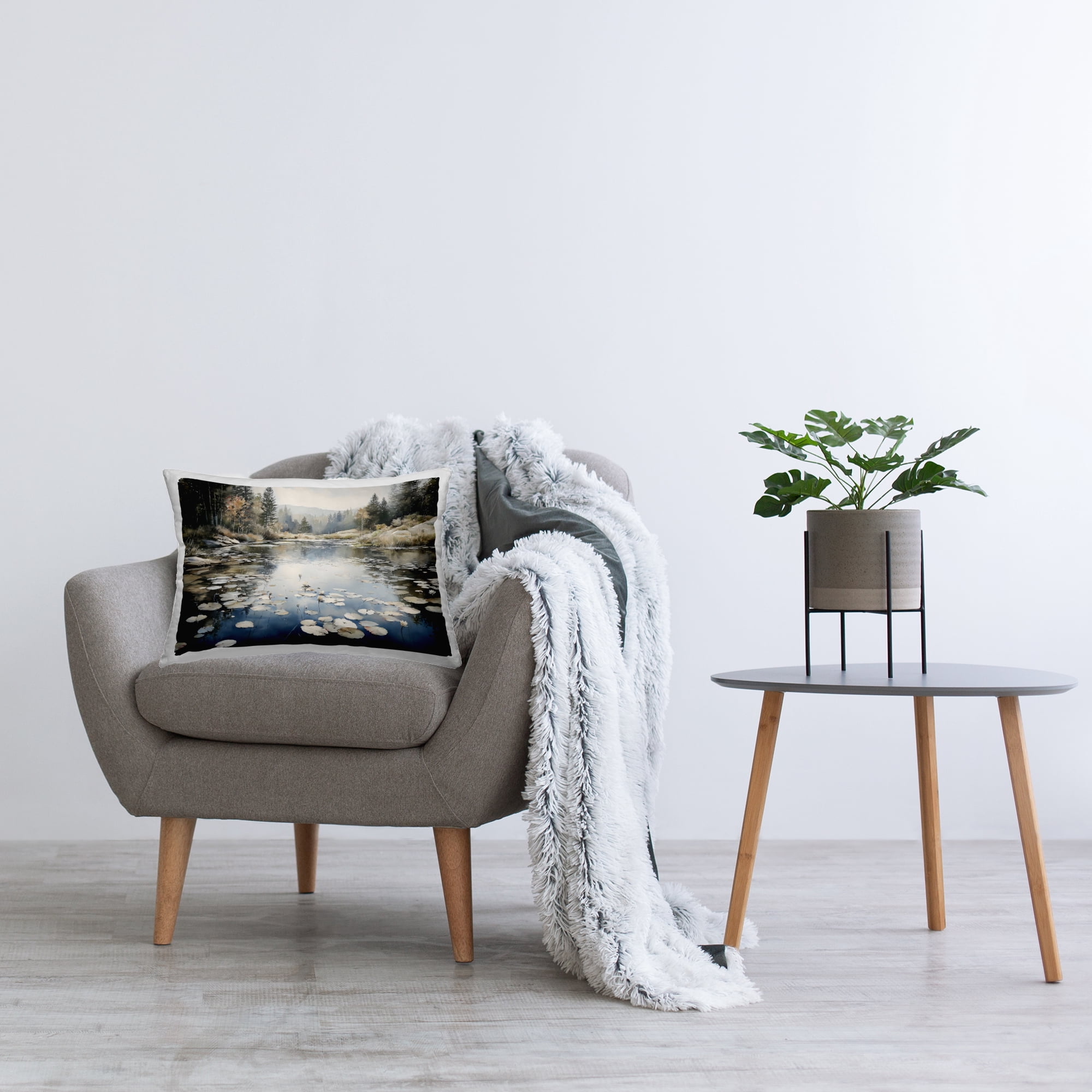 Stupell Industries Still Pond with Morning Reflections Decorative Printed Throw Pillow, design by Franklyn Gregory, 14 x 7 x 20