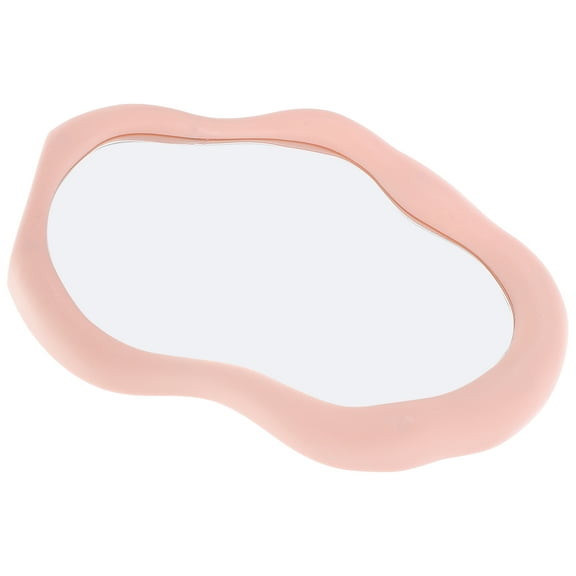 HOOWIFFY Hanging Wall Mirror with Table Placement Pink Glass Decorative Item for Office Use 1Pack