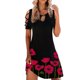 thumbnail image 4 of Vestido casual de mujer con hombros descubiertos y mangas cortas con estampado de espalda para adelgazar Fridja  qw1105, 4 of 6