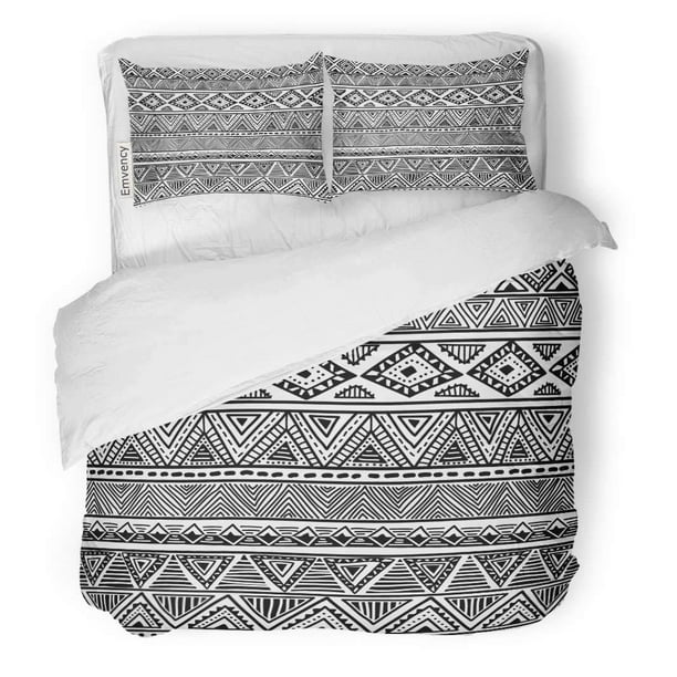 KXMDXA 3 Piece Bedding Set Pattern Black and White Drawing Aztec Abstract American Twin Size