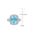 thumbnail image 2 of 6.25 Carat (Ctw) Cushion Cut Blue Topaz Ring with Lab Created White Topaz in Sterling Silver for Women, 2 of 6