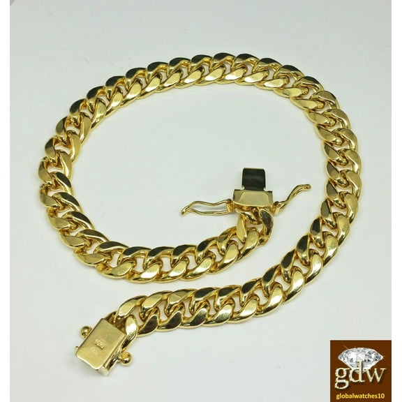 Real 10k yellow Gold Miami Cuban Bracelet 8.5"  7mm Box Lock