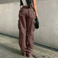 thumbnail image 6 of Women Pants High Waist Baggy Cargo Cargo Jeans Jogger Pocket Loose Fit Straight Wide Leg Trousers, 6 of 7