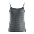 thumbnail image 1 of asdoklhq Juniors Plus Tops & T-Shirts,Women's Lace Casual Slim Sling Sleeveless Striped Top Shirt Tank Top, 1 of 8