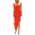 thumbnail image 1 of Vestido PRETTYGARDEN Maxi Naranja Sin Tirantes con Volantes XL, 1 of 8