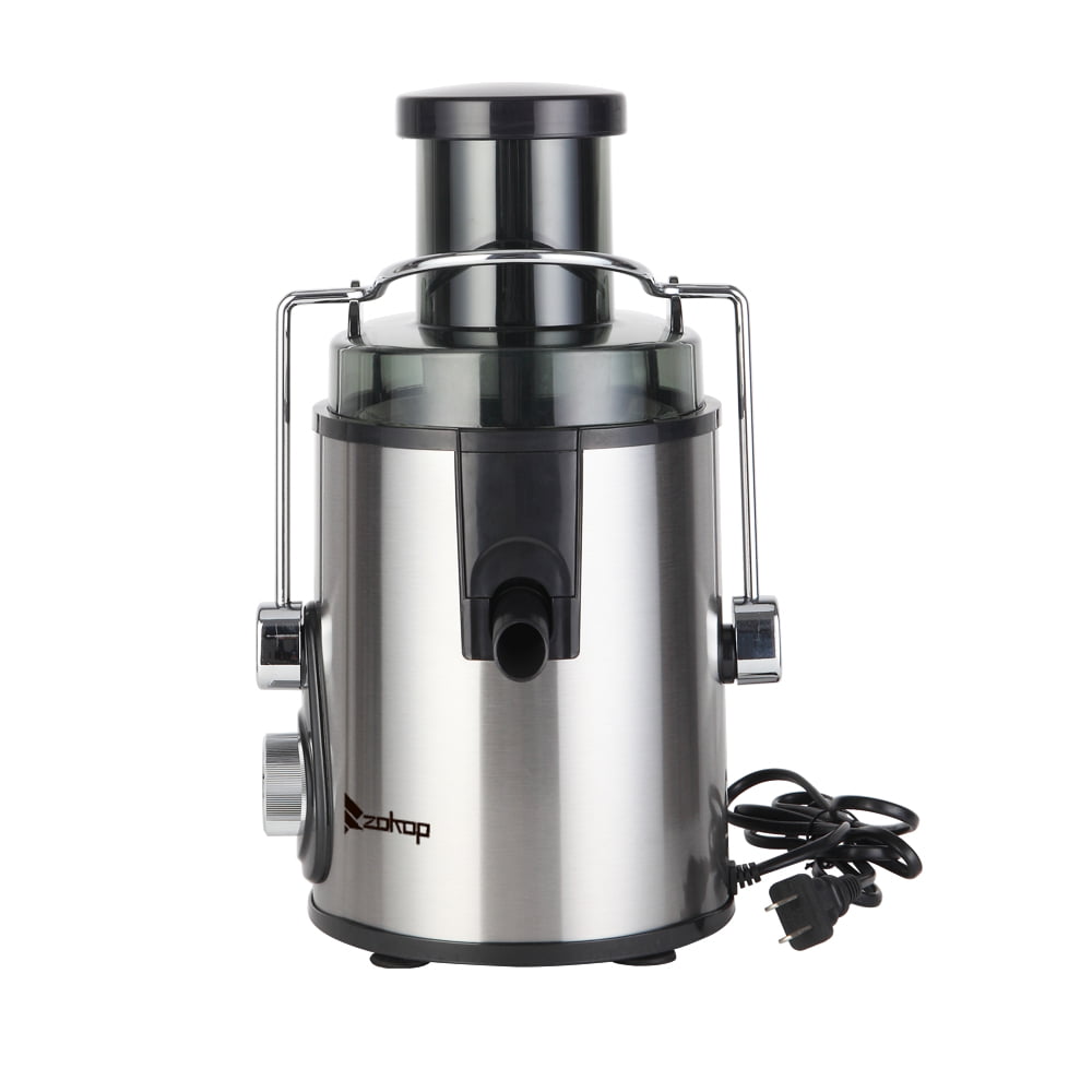 Juicer Machine 110V 600W 75MM Double Gear,Large Caliber 600ML Juice Cup 1000ML Slag Cup High Juice Yield Electric Juicer Stainless Steel Black 