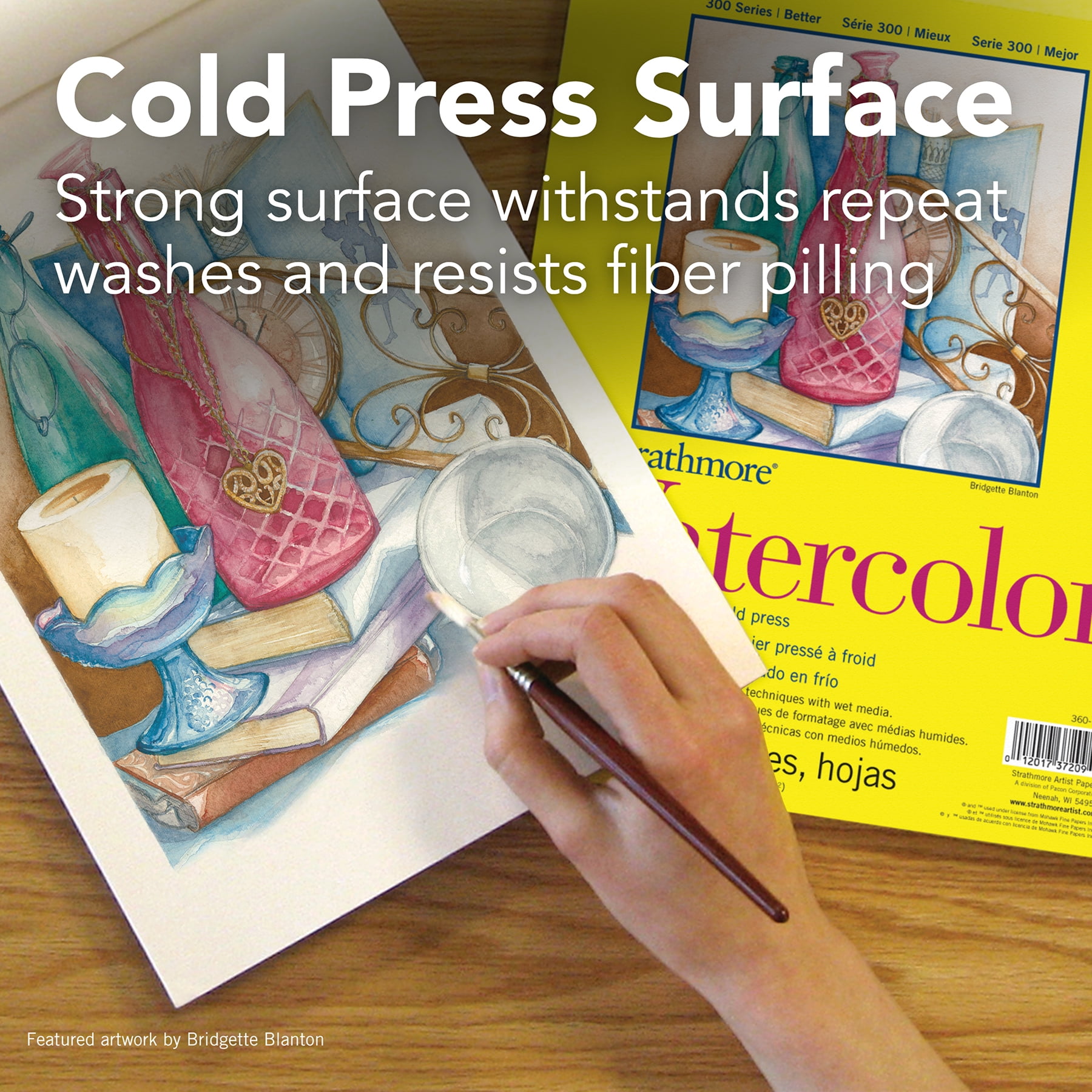 Strathmore 300 Series Watercolor Pad, Cold Pressed, Top Wire Binding, 12 Sheet, 9x12 inch, Pack of 3