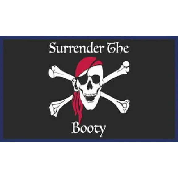 SURRENDER THE BOOTY PIRATE BLACK Vinyl Decal Bumper Sticker