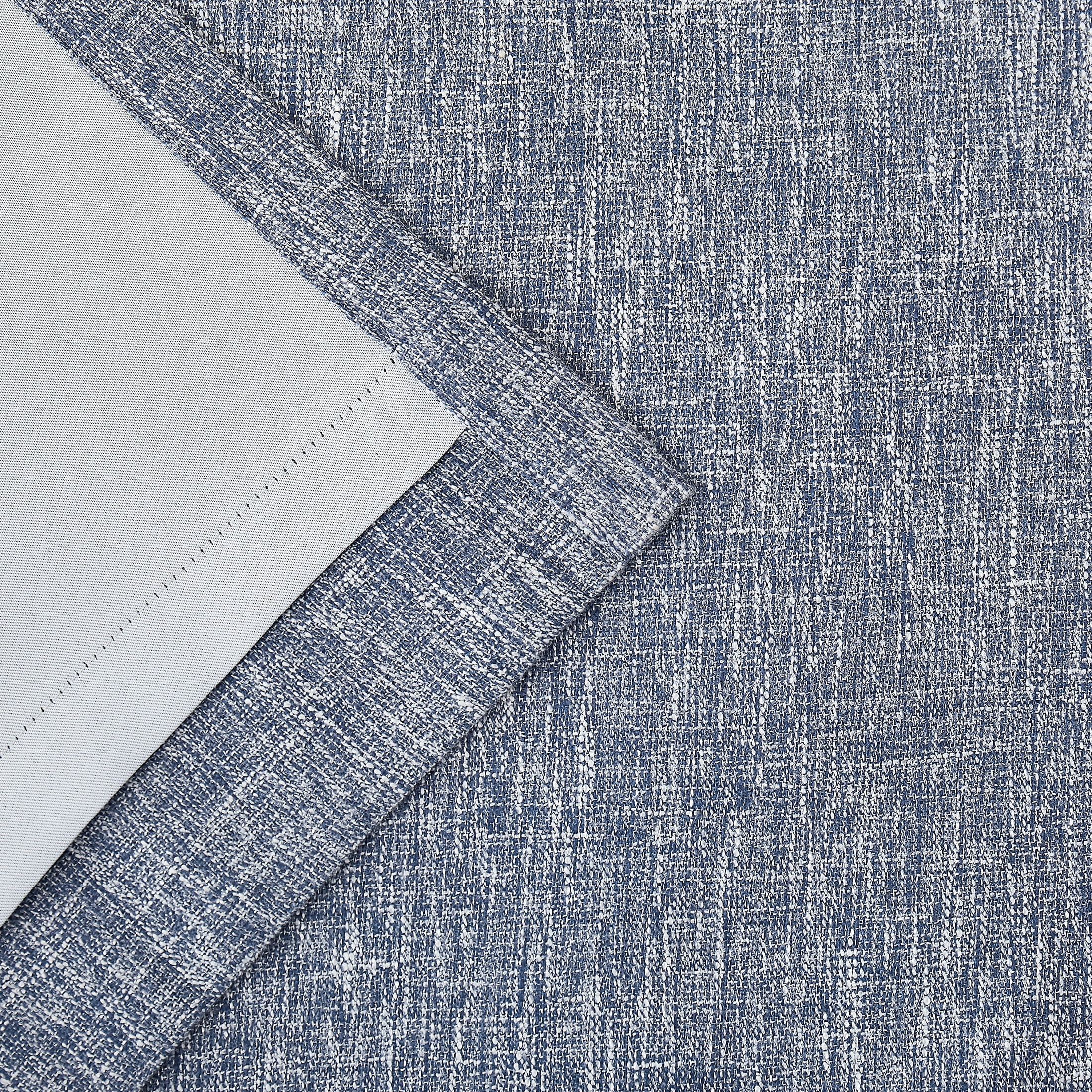Uptown Home Navy Blue Solid Heavy Linen Textured Full Blackout Curtain Panle for Bedroom Living Room Office with Gray Liner, Grommet, 50"x84"x2