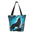 thumbnail image 1 of Fotbe Blue Full Moon Wolf Bolsa de Playa con Estampado, Bolsa de Hombro, Bolsa de Mano Espaciosa, Bolsa de Viaje Ligera, Bolsa de Compras Versátil, 1 of 6