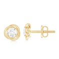 thumbnail image 3 of Natural Diamond Stud Earrings for Women, Diamond Solitaire Earrings, April Birthstone Earrings, 10K Yellow Gold, 3 of 6