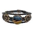 thumbnail image 1 of Casa Flor ciencias forestales paisajes naturaleza Pulsera marina tejida en cuero, 1 of 4