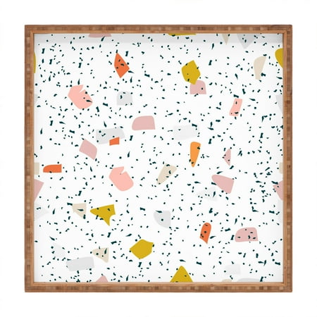 

Society6 Hello Twiggs Tropical Terrazzo Large Square Bamboo Tray 16 x 16
