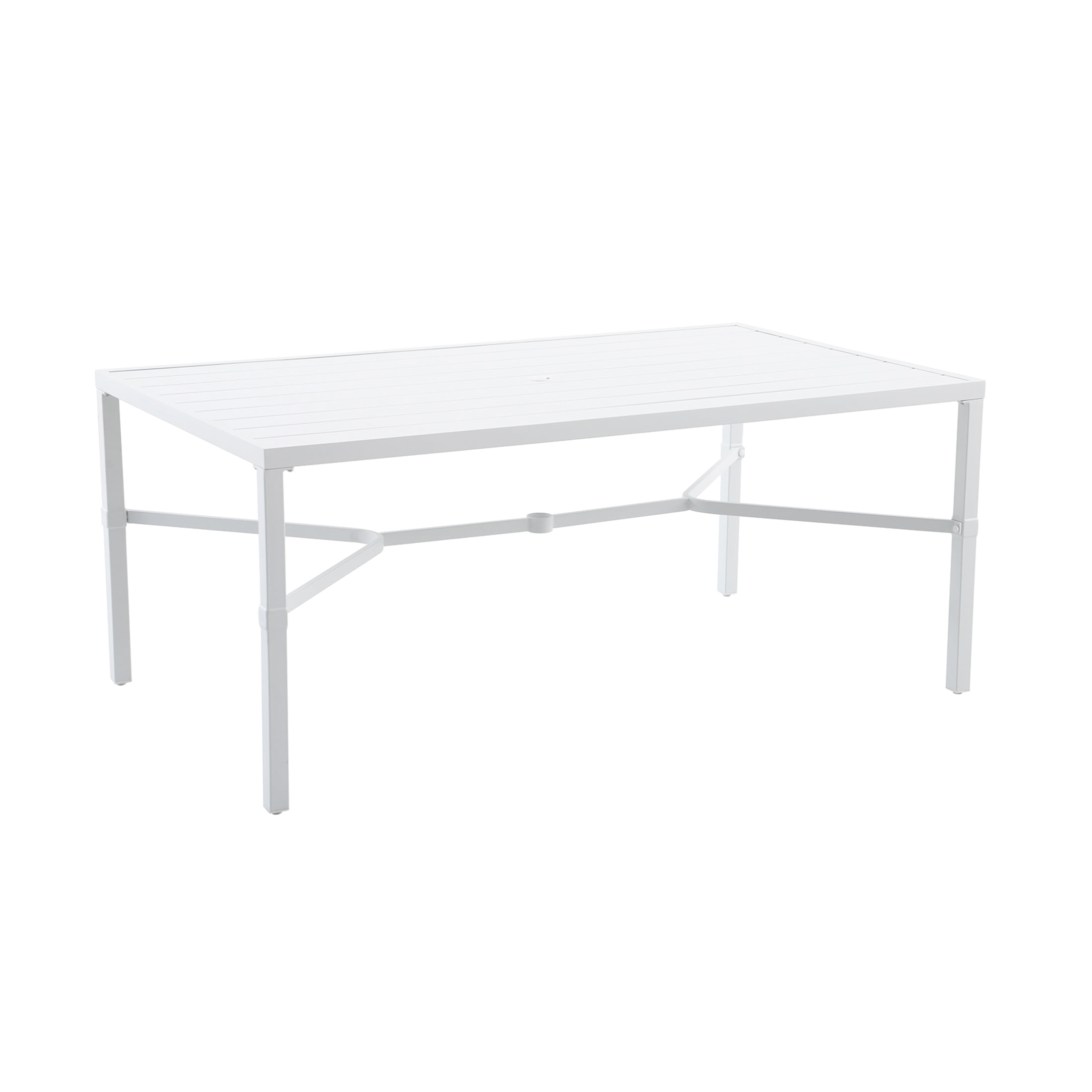 My Texas House Cambria 67" Steel Outdoor Dining Table, White