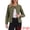 Army Green, variant on Women's Peplum Hem Button Down Collarless Jean Jacket M Blue
