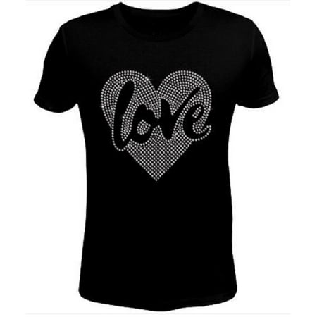Bling Valentines Day Womens Love in My Heart T Shirt CHI-419-SC - S