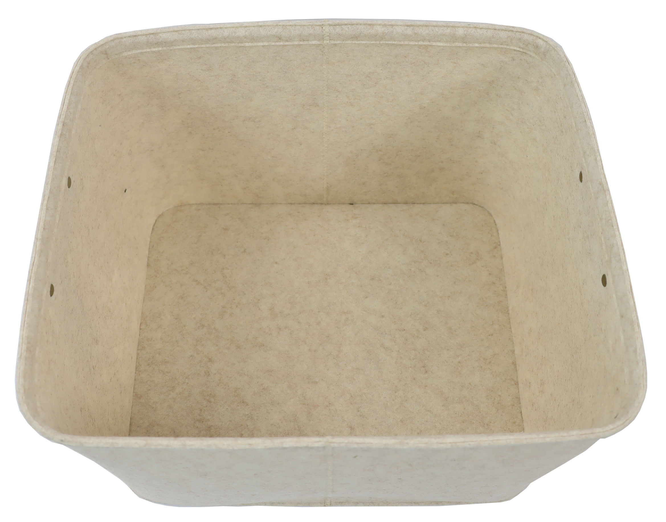 Mainstays Large Decorative Storage Basket in Oatmeal Brown Felt with Faux Leather Handles, 16.5 x 14 x 10.5 Inches