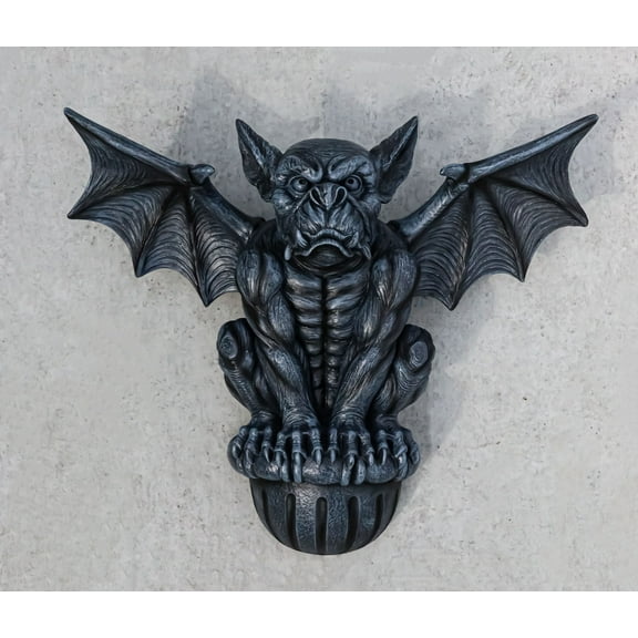 Ebros Large Gothic Winged Gargoyle On Ledge Wall Decor Hanging Sculpture 20"W