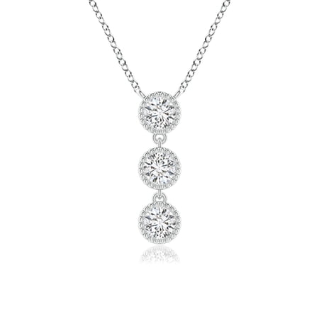 ANGARA Natural Bezel-Set Three Stone Diamond Necklace in 14K White Gold for Women (Size-3.6mm| Color-H| Clarity-SI2) | April Birthstone, Anniversary, Jewelry Gift for Women | Natural Diamond Necklace