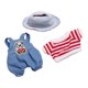 thumbnail image 5 of 3 piezas Mini ropa para muñecas de 6 pulgadas, conjunto de monos para muñecas, conjunto a rayas, disfraces cómodos, ropa de muñeca para niñas pequeñas conjunto de sombrero azul, 5 of 9