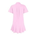 thumbnail image 2 of Thousand Island Dressing, Shirt Casual Short Sleeve Half Open Hem Ruffle Button Mini Dresses Green Tennis Summer Dresses For Women Semi Dresses Elegant Dresses Cocktail Dresses (L, Pink) ZMTing, 2 of 4